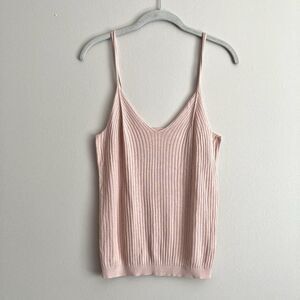 Anthropologie Womens Knit Tank Top Blush Pink Sweater Size Small Classic Basic